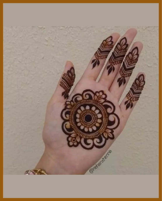 Side Palm Minimal Front Hand Mehndi Design With Mandala